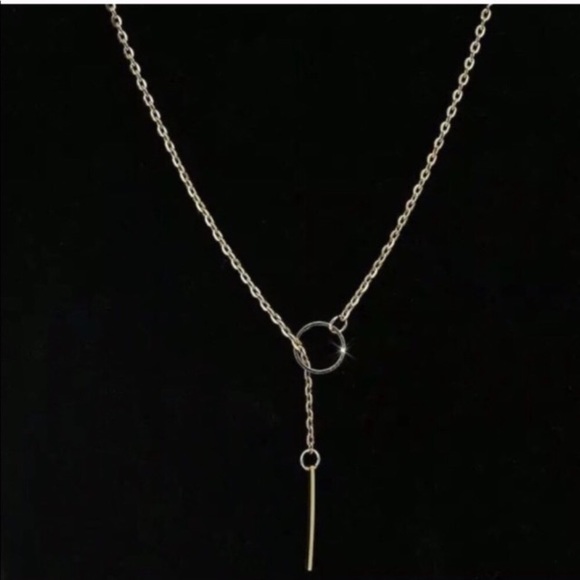 Last one! Circle & bar lariat gold tone necklace - Picture 4 of 5
